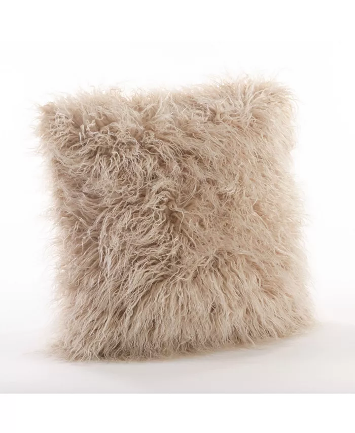 Saro Lifestyle Mongolian Faux Fur Decorative Pillow， 18