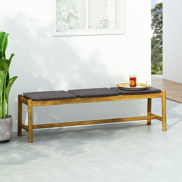 Cambria Wicker Bench by Christopher Knight Home