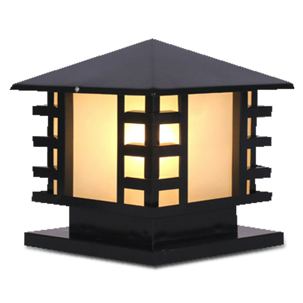 TFCFL Black Retro Pillar Light Lantern Garden Lighting Yard Gate Post Lamp Waterproof