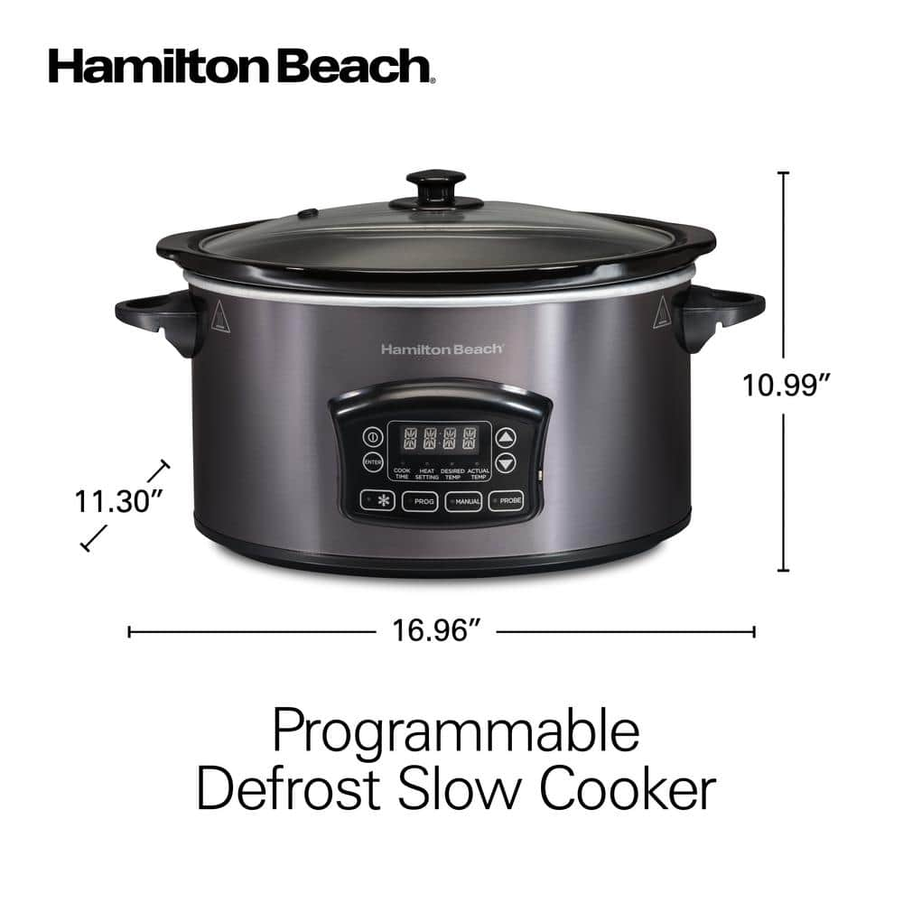 Hamilton Beach 6 qt. Gray Programmable Slow Cooker with Defrost and Temperature Probe 33768