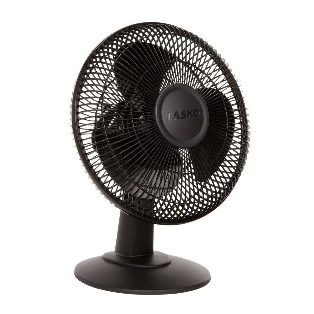 Lasko 12 in. 3 Speed Black Oscillating Personal Table Fan with Tilt-Back Feature 2017