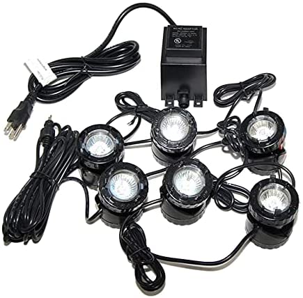 Jebao 12V Low Voltage  Submersible Landscape Halogen Pond  Light， Set of 6 (60w)