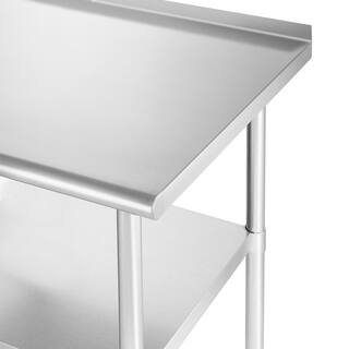 GRIDMANN 60 in. x 24 in. Stainless Steel Kitchen Utility Table with Backsplash and Bottom Shelf GR22-BT2460.