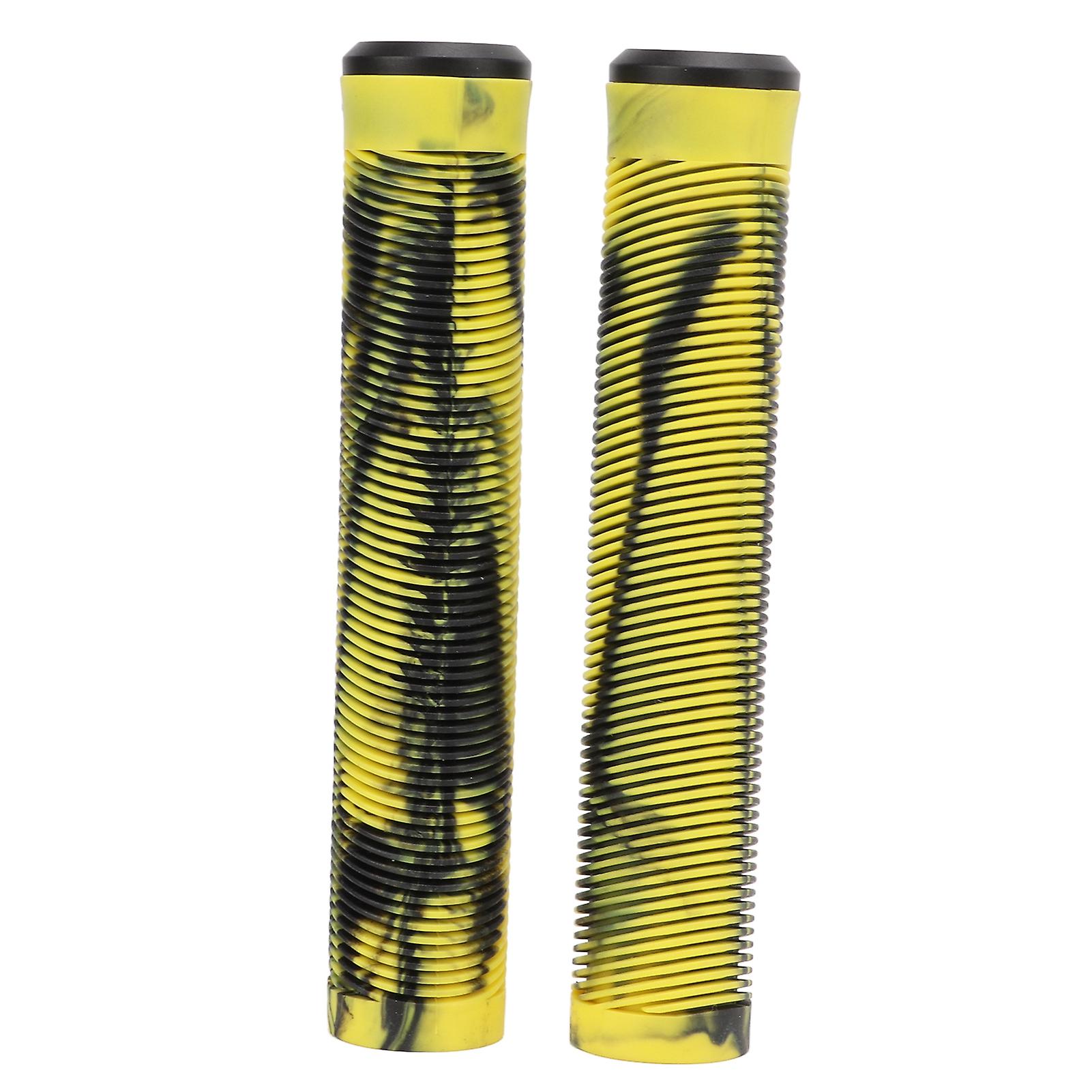 1 Pair 16cm Bike Handlebar Grips Soft Tpe Rubber Anti Slip Handle Grips For Fixed Gear Bicycleyellow Black