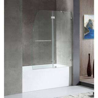 ANZZI 5 ft. Right Drain Alcove Tub in White with Frameless Hinged Shower Door with Brushed Nickel Hardware SD1101BN-3260R