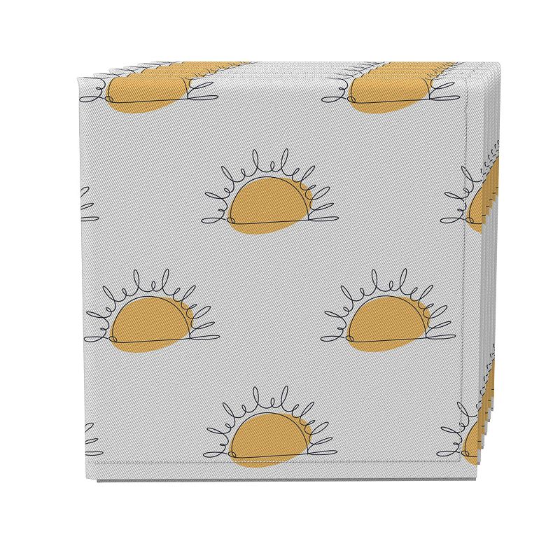 Napkin Set of 4， 100% Cotton， 20x20， Watercolor Sun