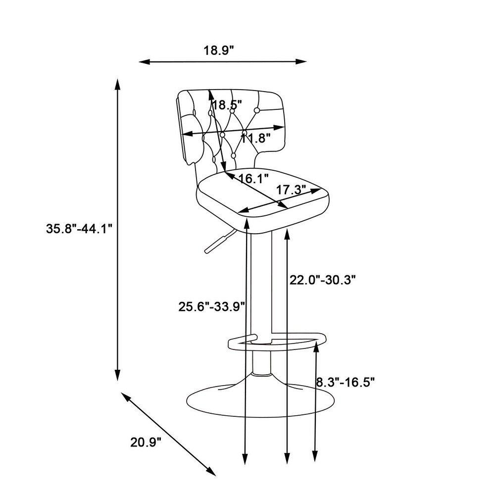 Barstools  Swivel Velvet Bar Stool Counter Height Bar Chairs Adjustable Tufted Stool with Back  Footrest (Emerald  Set of 2)