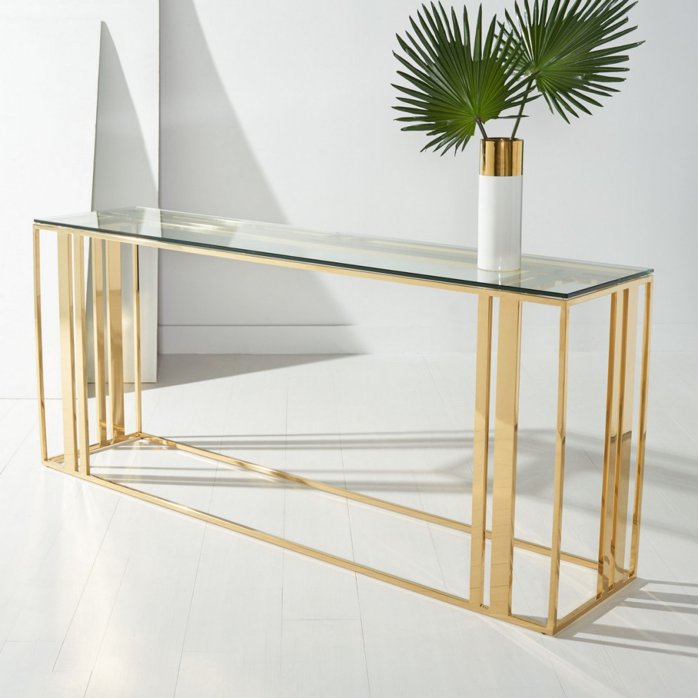 Safavieh Kerrianne Metal Console Table Gold   Contemporary   Console Tables   by Safavieh  Houzz