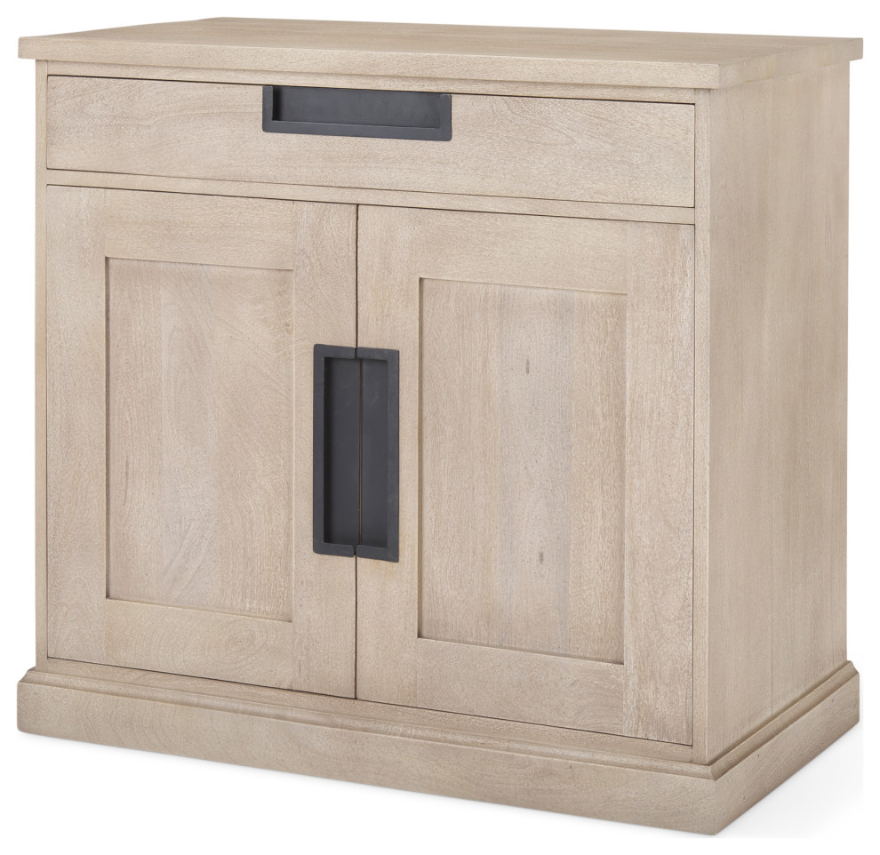 Braxton Beige Solid Wood With Black Accents Accent Cabinet   Farmhouse   Accent Chests And Cabinets   by Mercana  Houzz