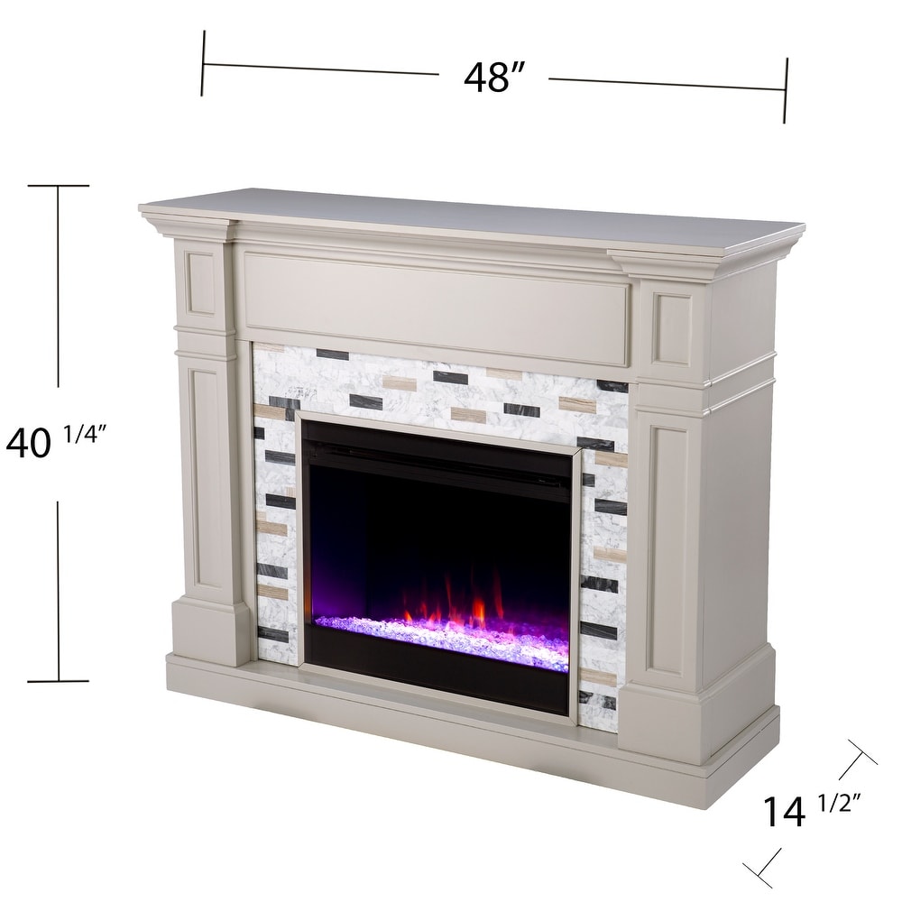 SEI Furniture Stonemere Color Changing Electric Fireplace w/ Marble