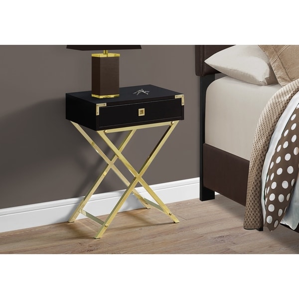 Accent Table， Side， End， Nightstand， Lamp， Storage Drawer， Living Room， Bedroom， Metal， Laminate， Contemporary