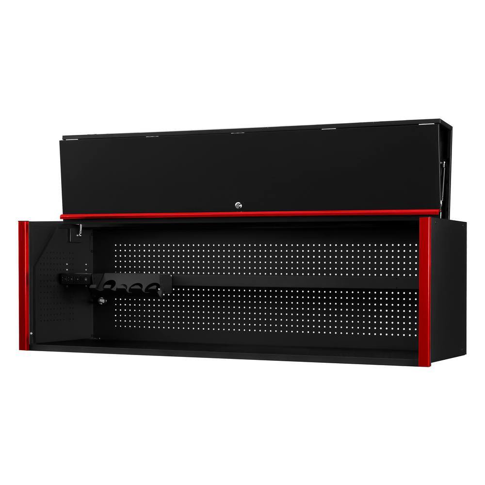 Extreme Tools DX Series 72 in. 0-Drawer Extreme Power Workstation Hutch in Black with Red Handle DX722101HCBKRD