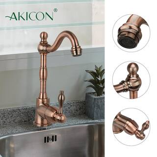 Akicon Single-Handle Deck Mounted Bar Faucet in Antique Copper AK118P1-AC