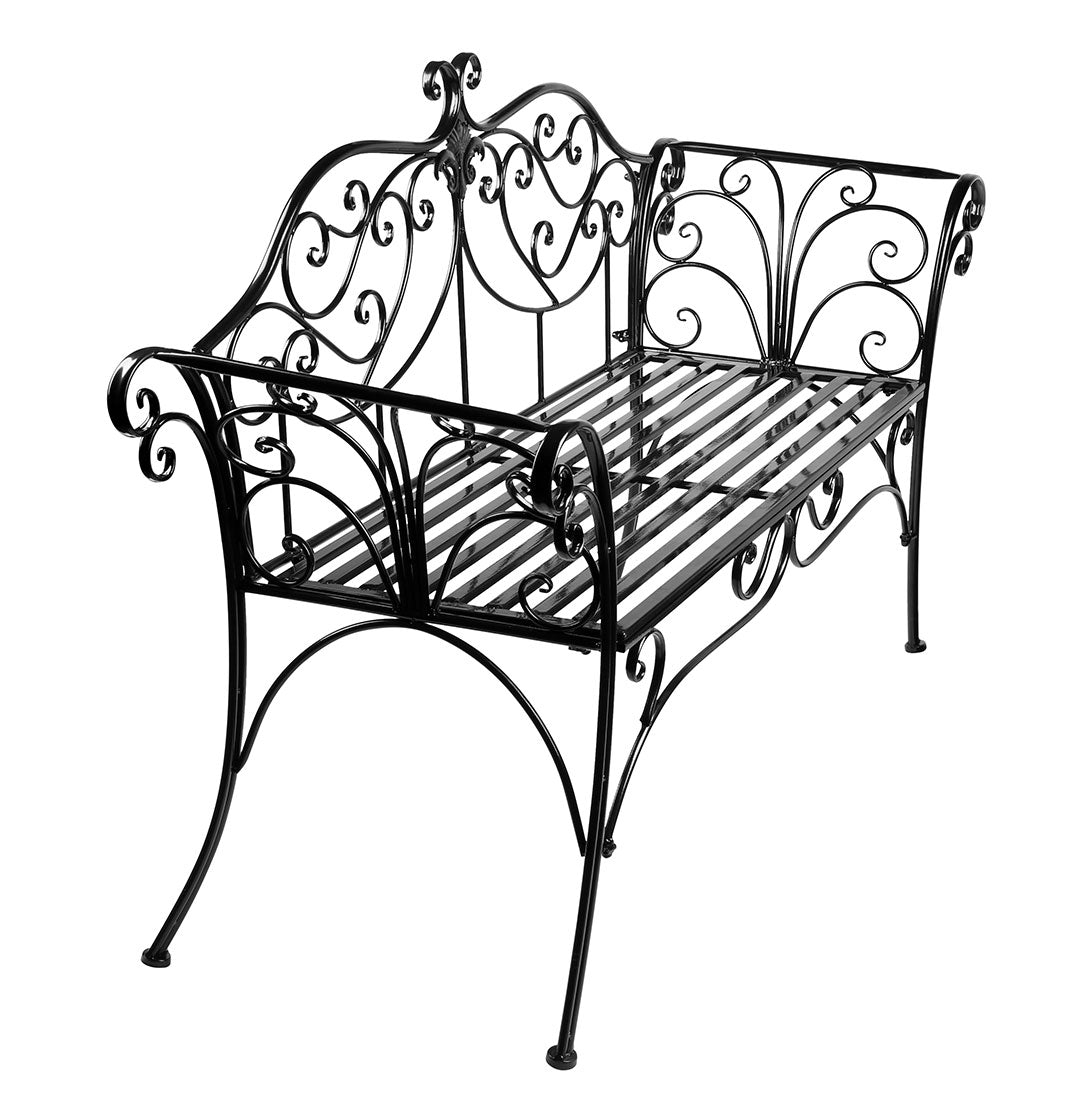 Black Outdoor Romance Two Seat Bench for Garden Park