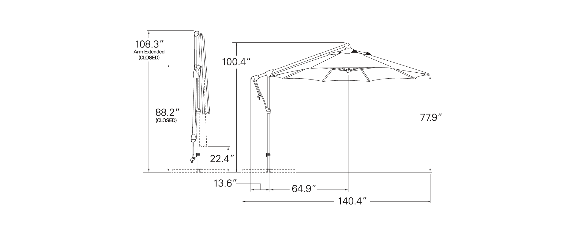 Treasure Garden 10' AG19 Cantilever Umbrella Octagon Series