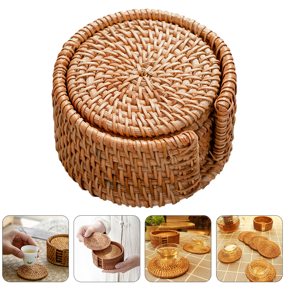 HOMEMAXS 1 Set Coaster Braided Insulating Pad Thicken Woven Cup Holder Tea Cup Pads