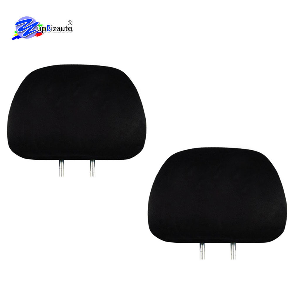 Yupbizauto Universal Size 2x Auto Cars Trucks and Headrest Covers Solid Black Polyester Universal Size