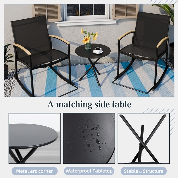 Futzca 3Piece Patio Bistro Sets，Two Chairs with Coffee Table