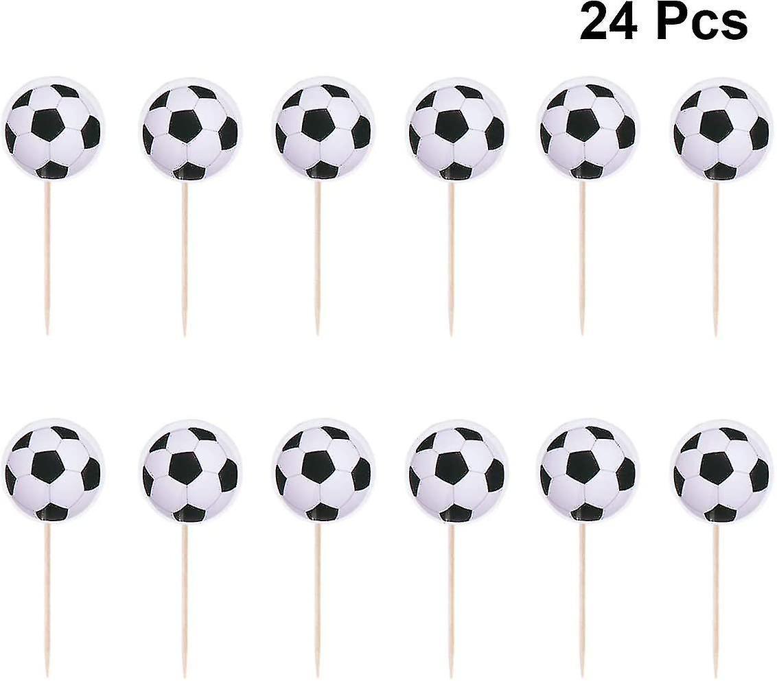 24 Pcs Football Cake Topper Creative Funny Cake Fruit Dessert Insert Card For Birthday Party Festiva