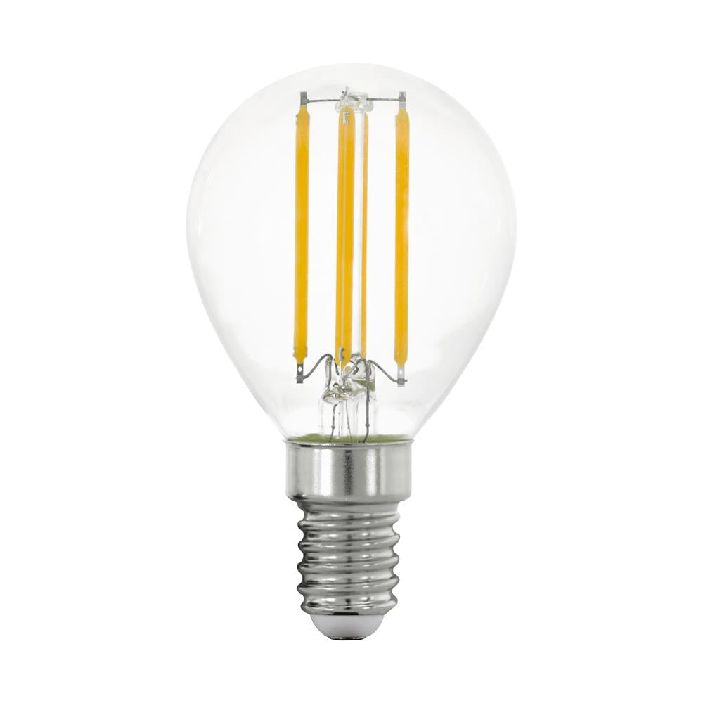 EGLO 11761 LED 4W Golf Ball P45 E14 SES Clear Filament Lamp 470lm 2700k