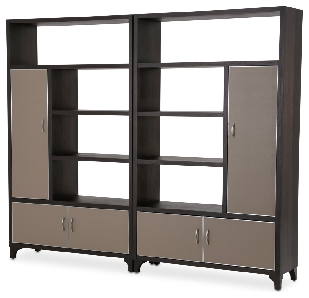 21 Cosmopolitan 2 Piece Bookcase Cabinet With Doors   Taupe/Umber   Transitional   Bookcases   by Michael Amini  Houzz