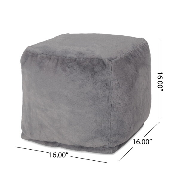 Silkie Modern Glam Faux Fur Cube Pouf  Baby Blue