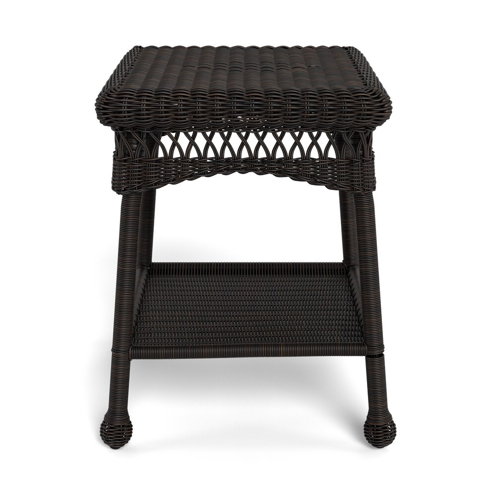 Portside Dark Roast Outdoor Wicker Side Table