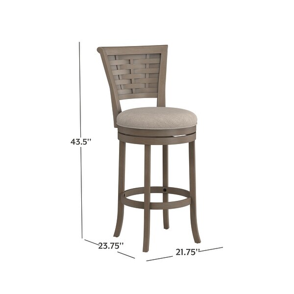 Hillsdale Furniture Thredson Wood Bar Height Swivel Stool， Gray - 43.5H x 21.75W x 23.75D; Seat Height: 30.5