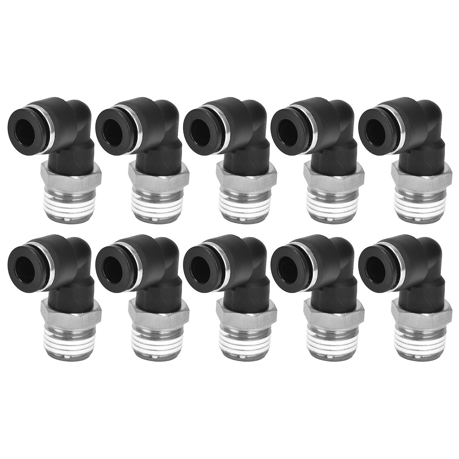 10pcs Pneumatic Connectors L Shape Right Angle External Thread Quick Pipe Fittings Air Compressor Accessories10 04