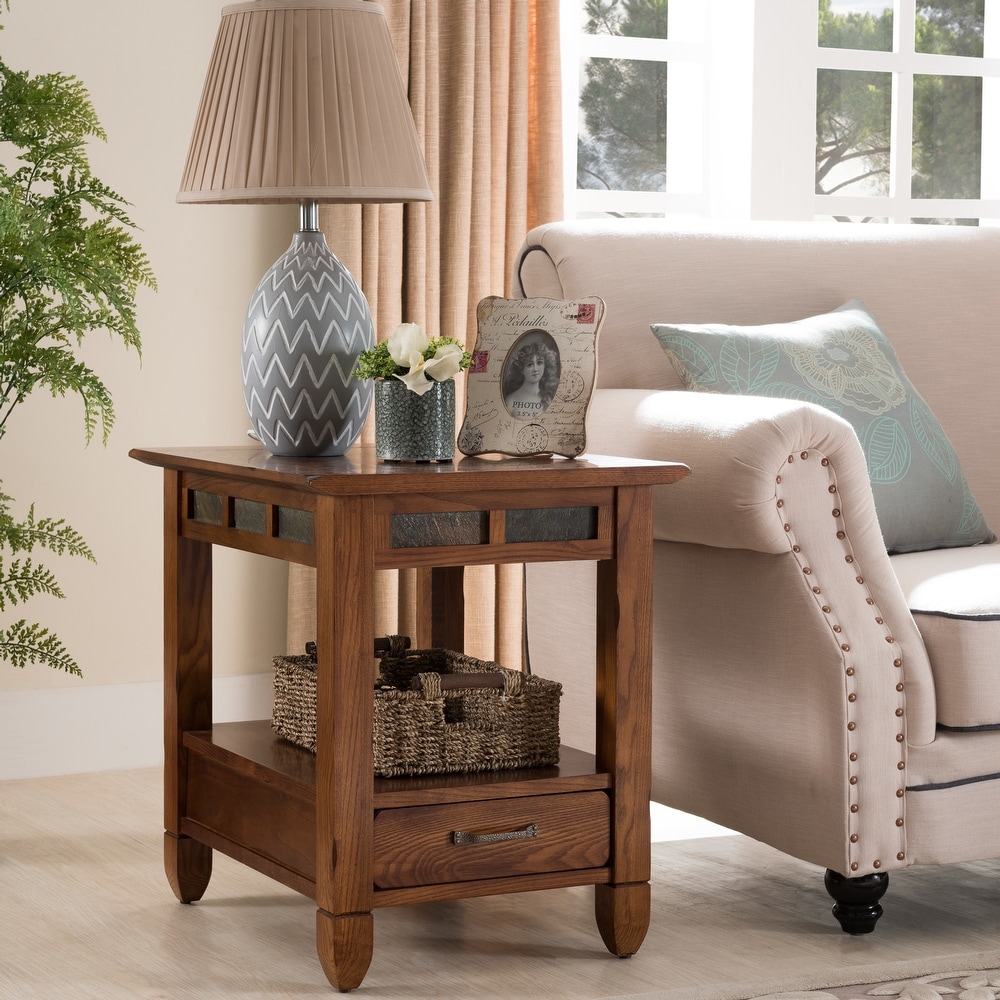 Rustic Oak End Table