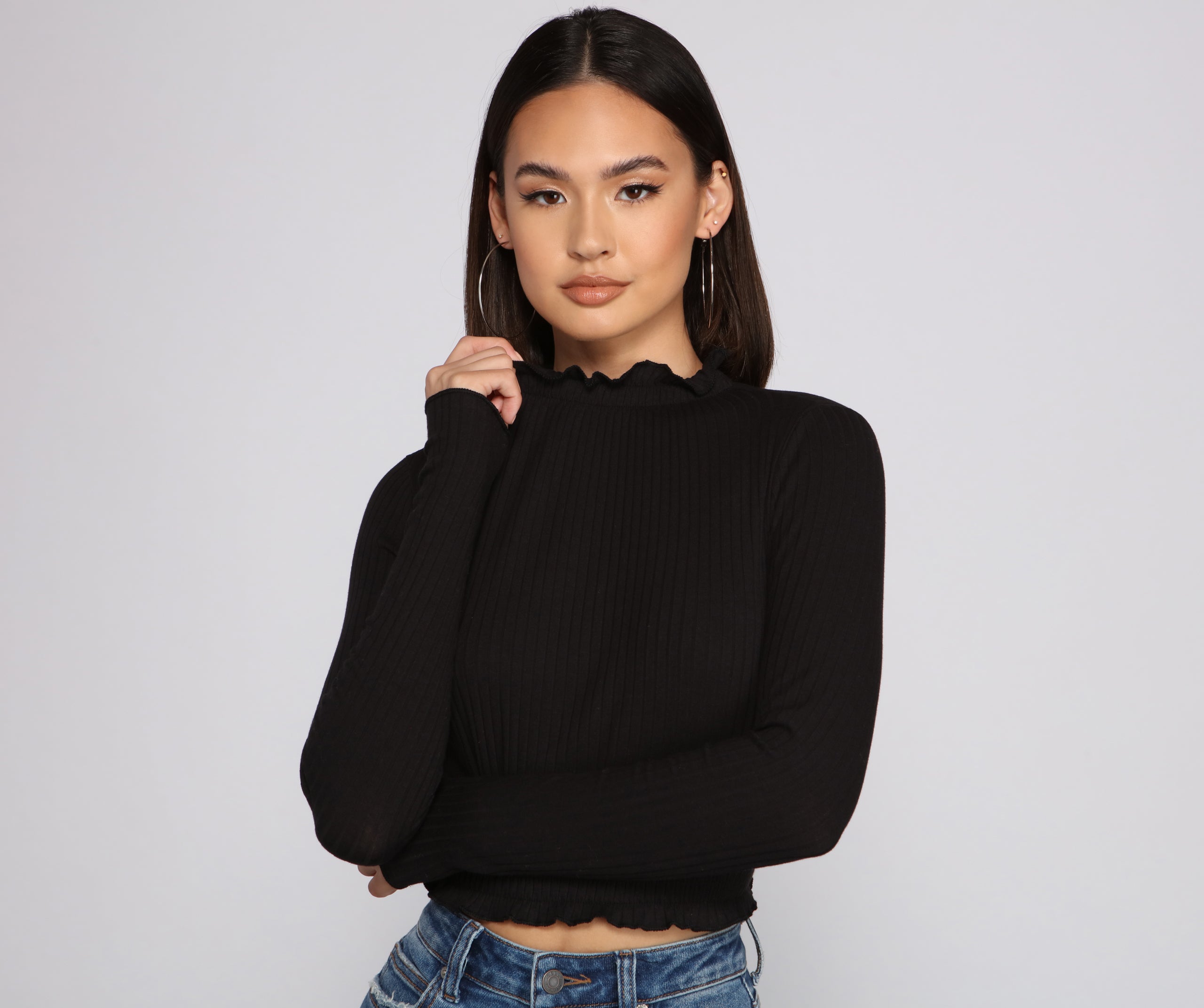 Stylish Babe Mock Neck Crop Top