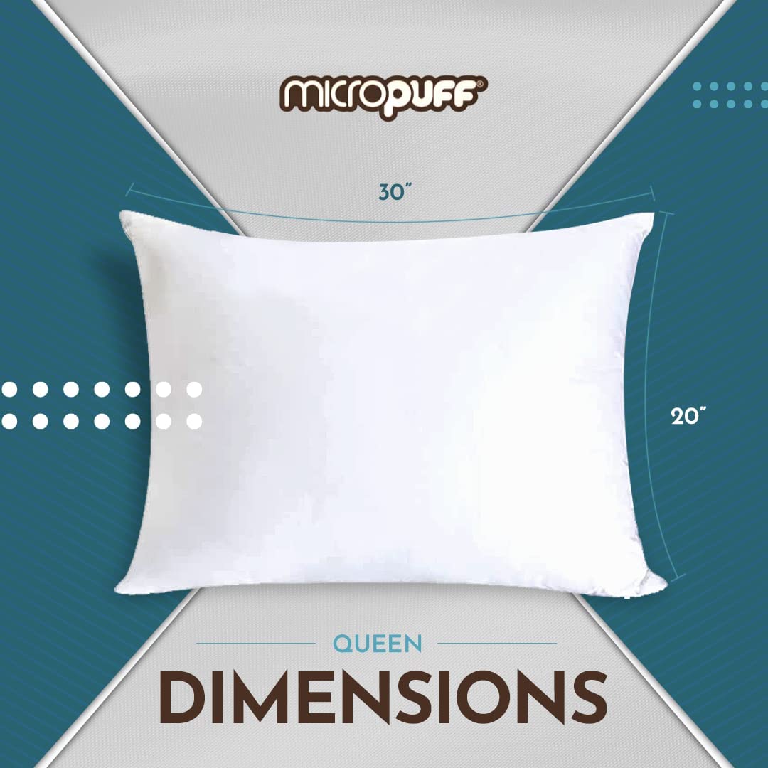 Micropuff Zippered Pillow Protectors - Soft Brushed Microfiber Pillow Covers - Queen 20x30 - 2 Pack