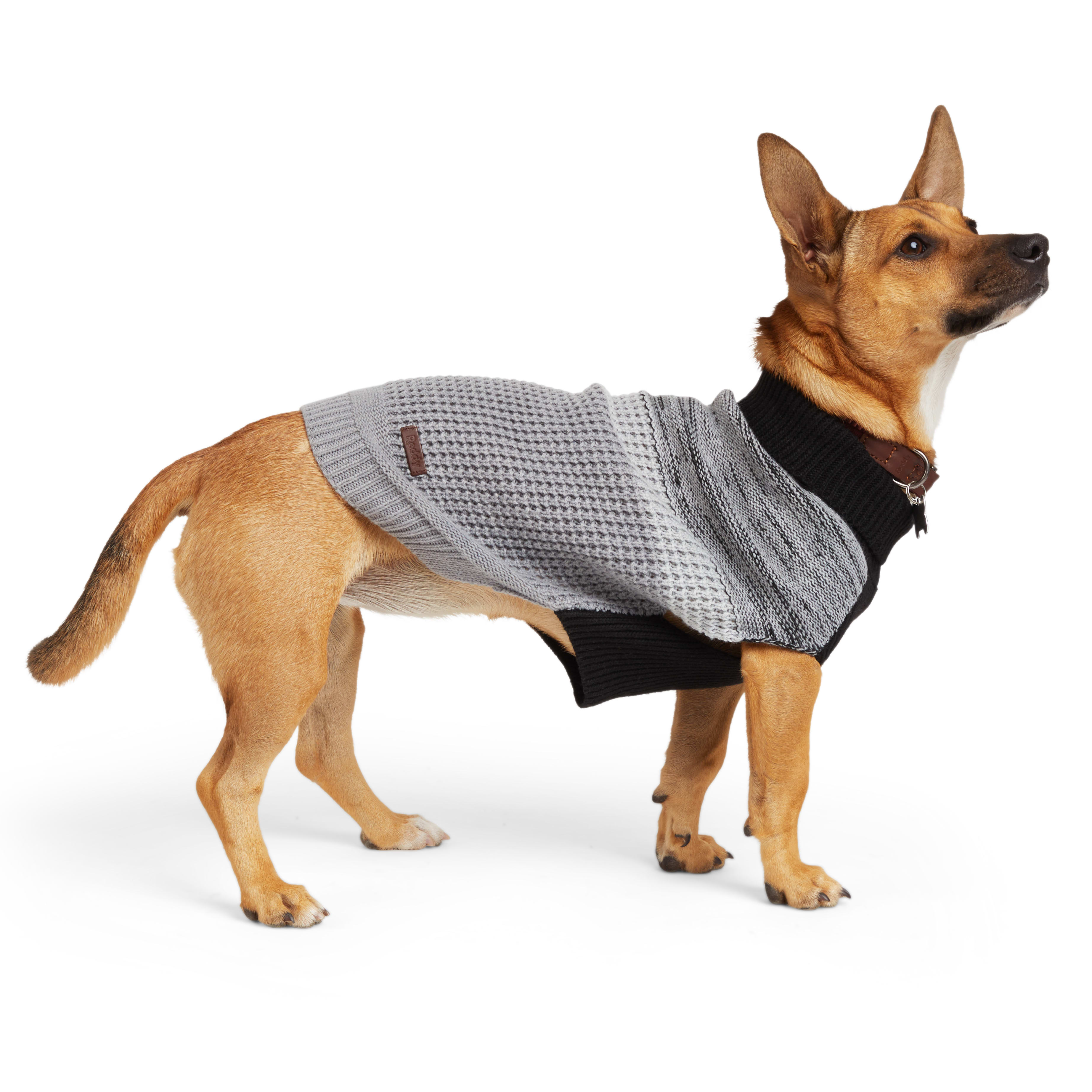 Reddy Grey Tonal Colorblock Dog Sweater， XX-Large