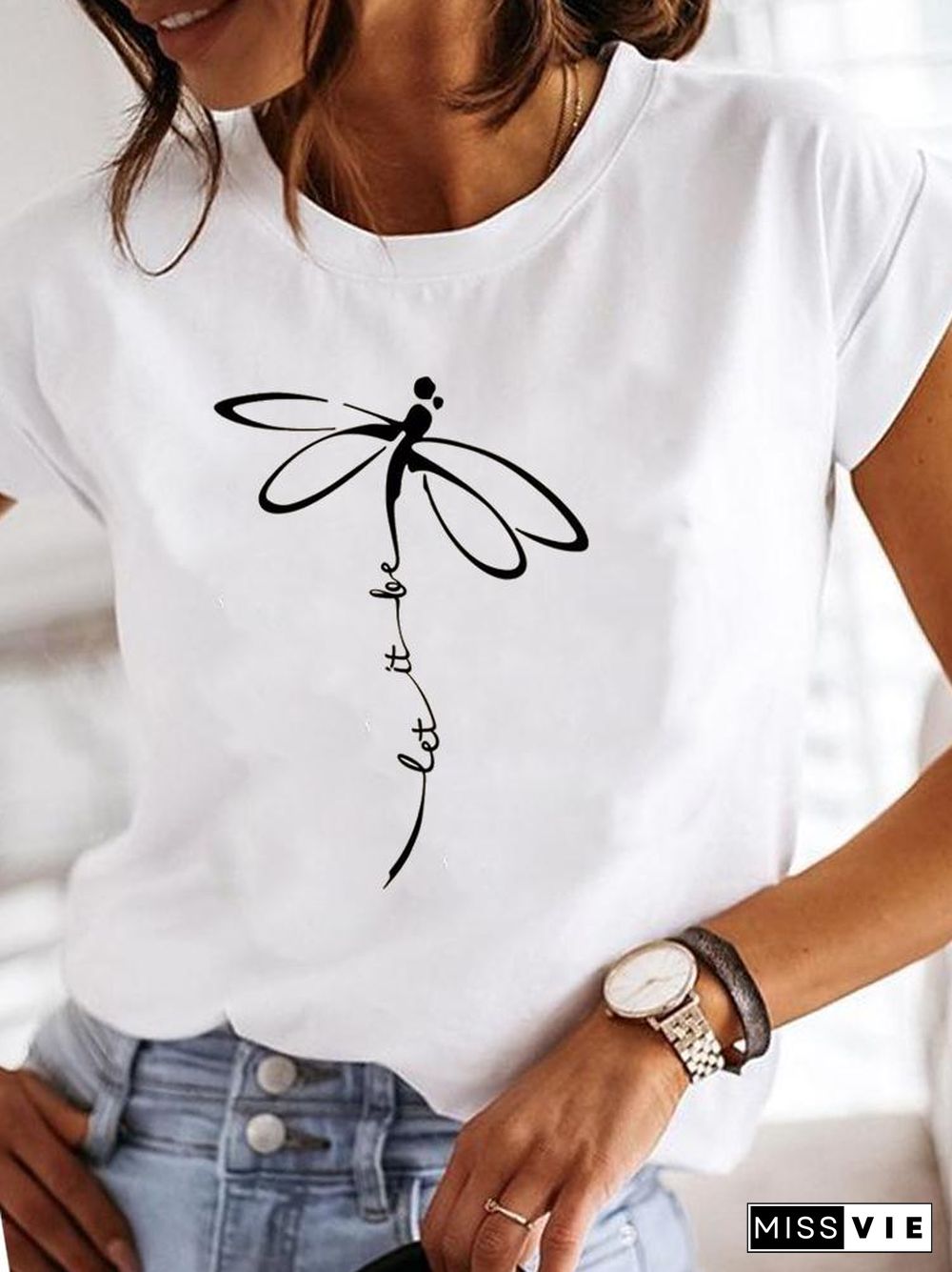 Clothes Ladies Summer T Clothing Print Fashion Casual T-Shirts Letter 90S Trend Cute Short Sleeve Women Female Graphic Tee