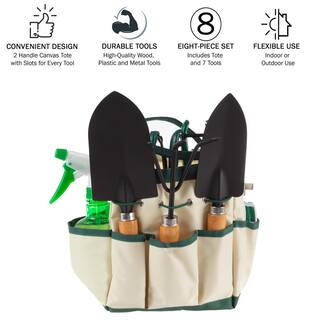 Pure Garden 8.25 in. Garden Tool and Tote Set (8-Piece) 75-08002