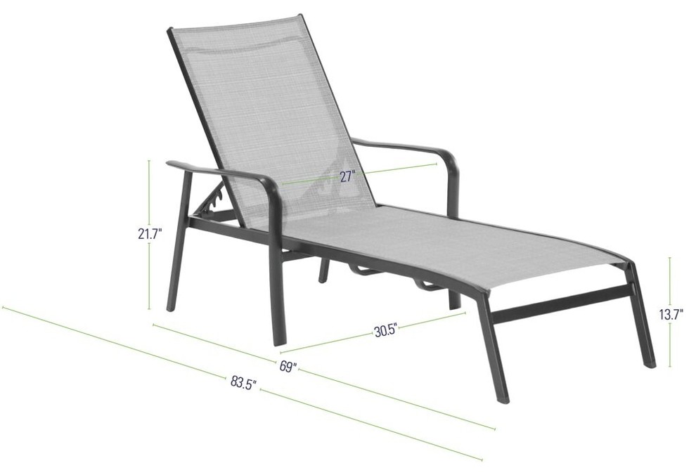 Foxhill  Weather Aluminum Chaise Lounge Chair With Sunbrella Sling Fabric   Transitional   Outdoor Chaise Lounges   by Shop Chimney  Houzz