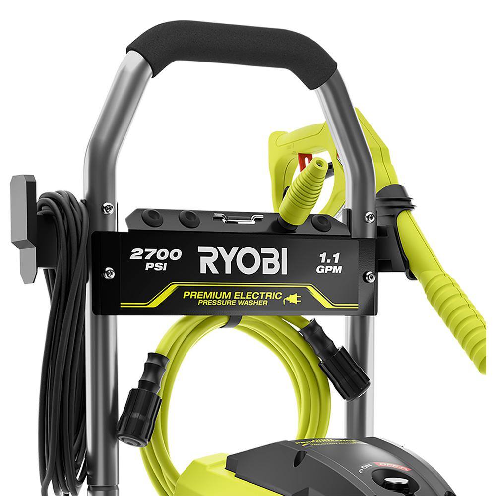 RYOBI 2700 PSI 1.1 GPM Cold Water Electric Pressure Washer and 12 in. Surface Cleaner with Caster Wheels RY142711-SC12