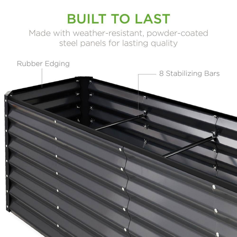 Best Choice Products 8 ft. x 2 ft. x 2 ft. Outdoor Steel Raised Garden Bed Planter Box for Vegetables Flowers Herbs - Charcoal SKY6639