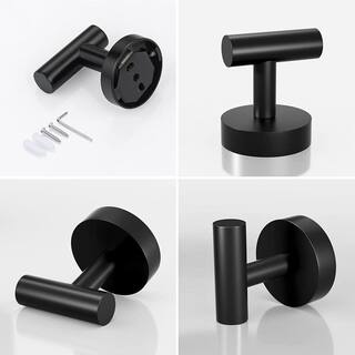 ruiling Round Bathroom Robe Hook and Towel Hook in Stainless Steel Matte Black (2-Pack) ATK-194