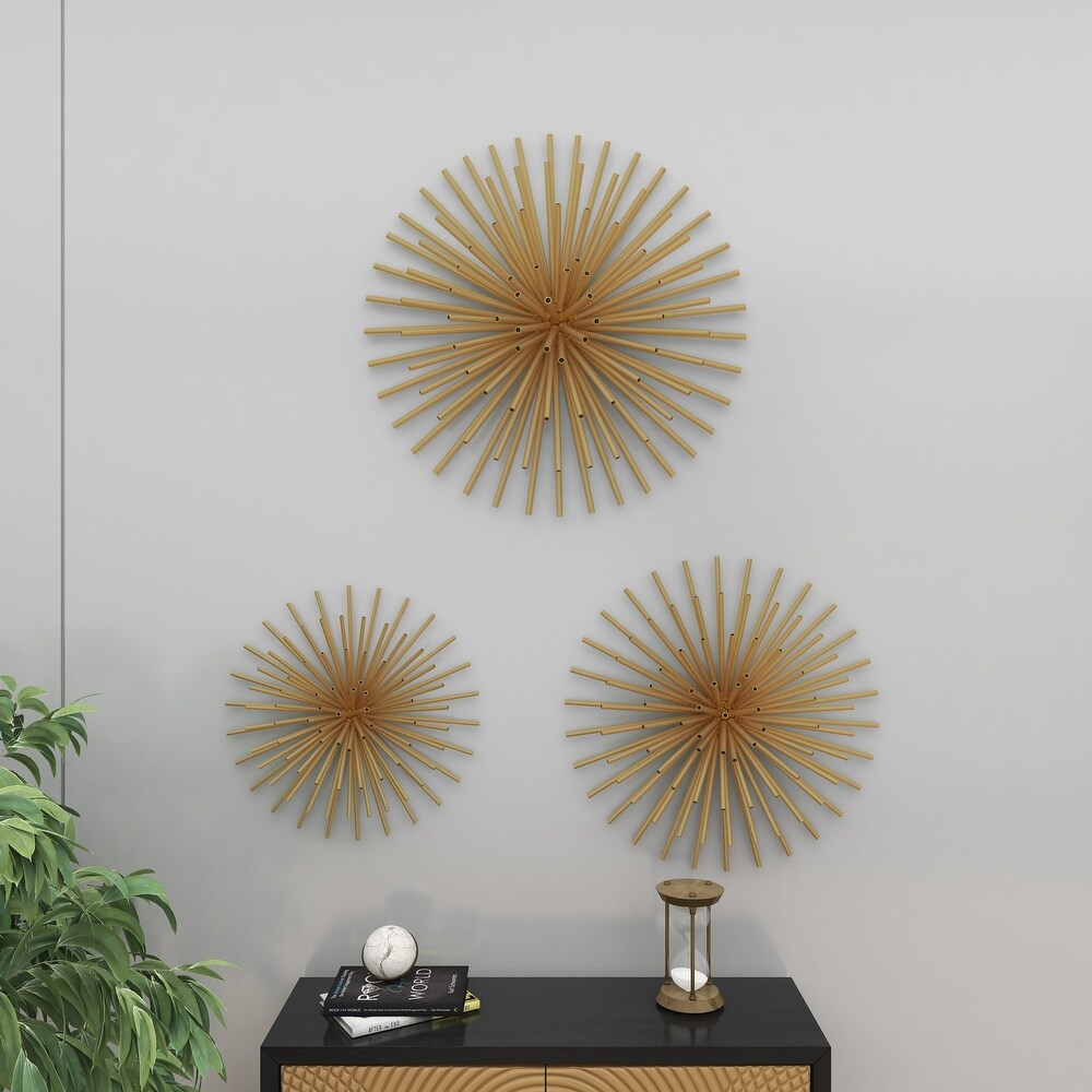 Contemporary Modern Starburst Metal Wall Sculptures Set of 3