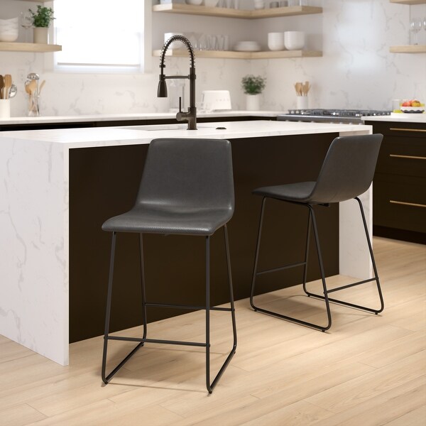 LeatherSoft Counter-height Stools (Set of 2)