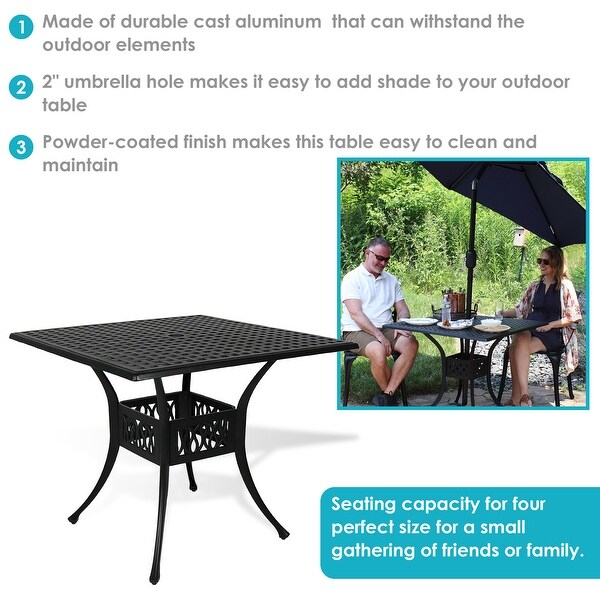 Black HeavyDuty Cast Aluminum Square Patio Dining Table