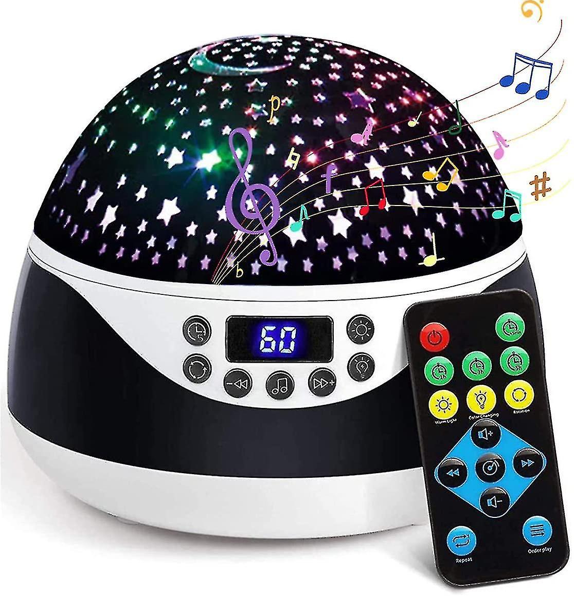 Star Night Light Projector For Kids，baby Sensory Lights With Timer and Music and Remote Control，360 Degree Rotating Starry Stars Projector，gifts For 2 3 4