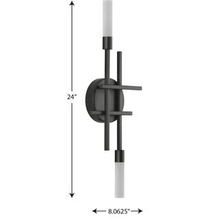 Progress Lighting Quadrant LED Collection 2-Light Matte Black Frosted Glass Modern Wall Light P710103-031-30