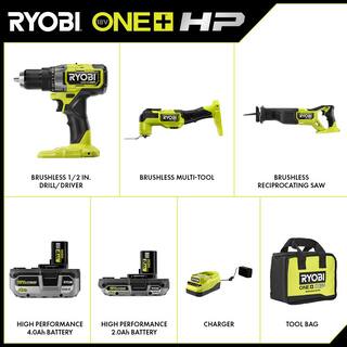 RYOBI ONE+ HP 18V Brushless Cordless Combo Kit (3-Tool) with (2) HIGH PERFORMANCE Batteries Charger and Bag PBLCK303K