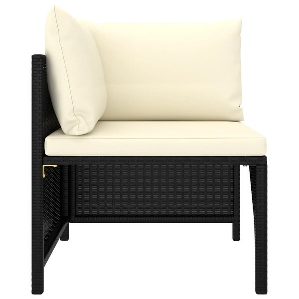 4-Seater Garden Sofa with Cushions Black Poly Rattan - Overstock - 35097464