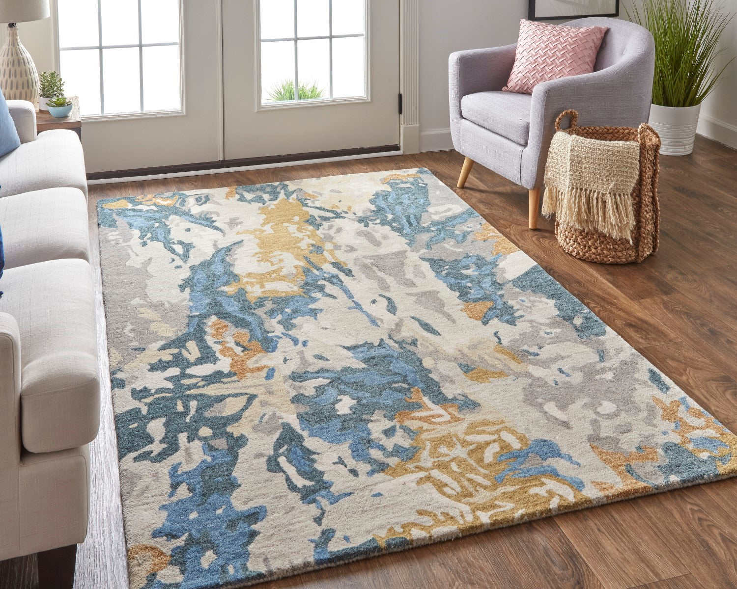 Calista Hand-Tufted Abstract Opal Gray/Blue/Bronze Rug