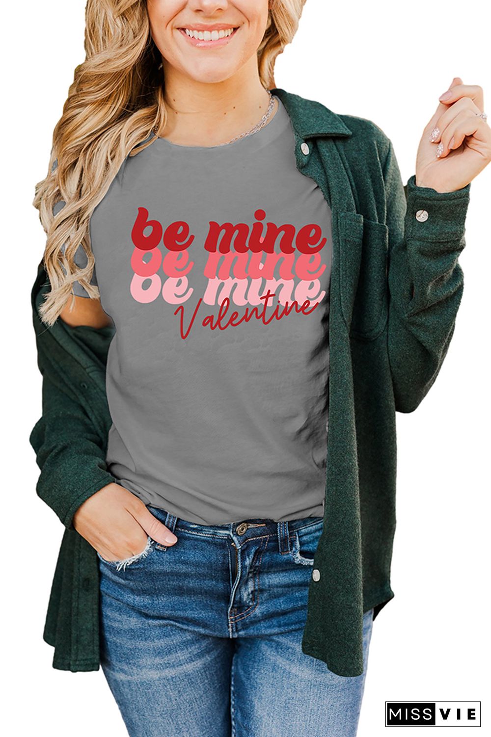 Valentine Be Mine Pullover Shortsleeves Graphic Tee Wholesale