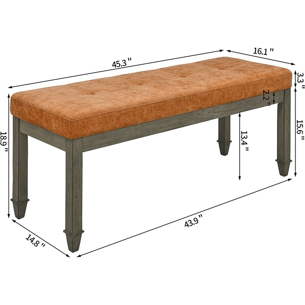 Solid Wood Upholstered Tufted Bench for Bedroom Entryway