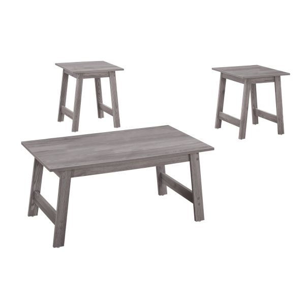 Table Set， 3pcs Set， Coffee， End， Side， Accent， Living Room， Grey Laminate， Transitional